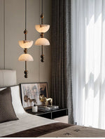 Duo Alabaster Pendant Light – Sculptural Brass & Natural Stone Chandelier