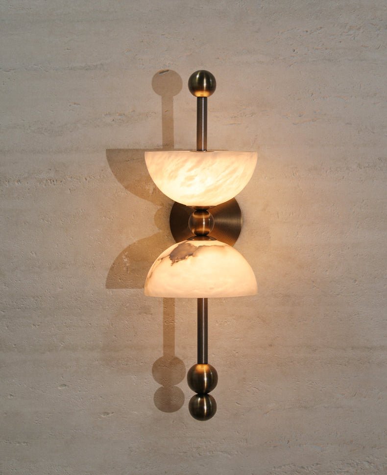 Duo Alabaster Wall Sconce with Aged Brass Accents