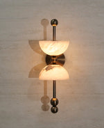 Duo Alabaster Wall Sconce with Aged Brass Accents