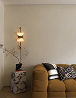 Duo Alabaster Wall Sconce with Aged Brass Accents