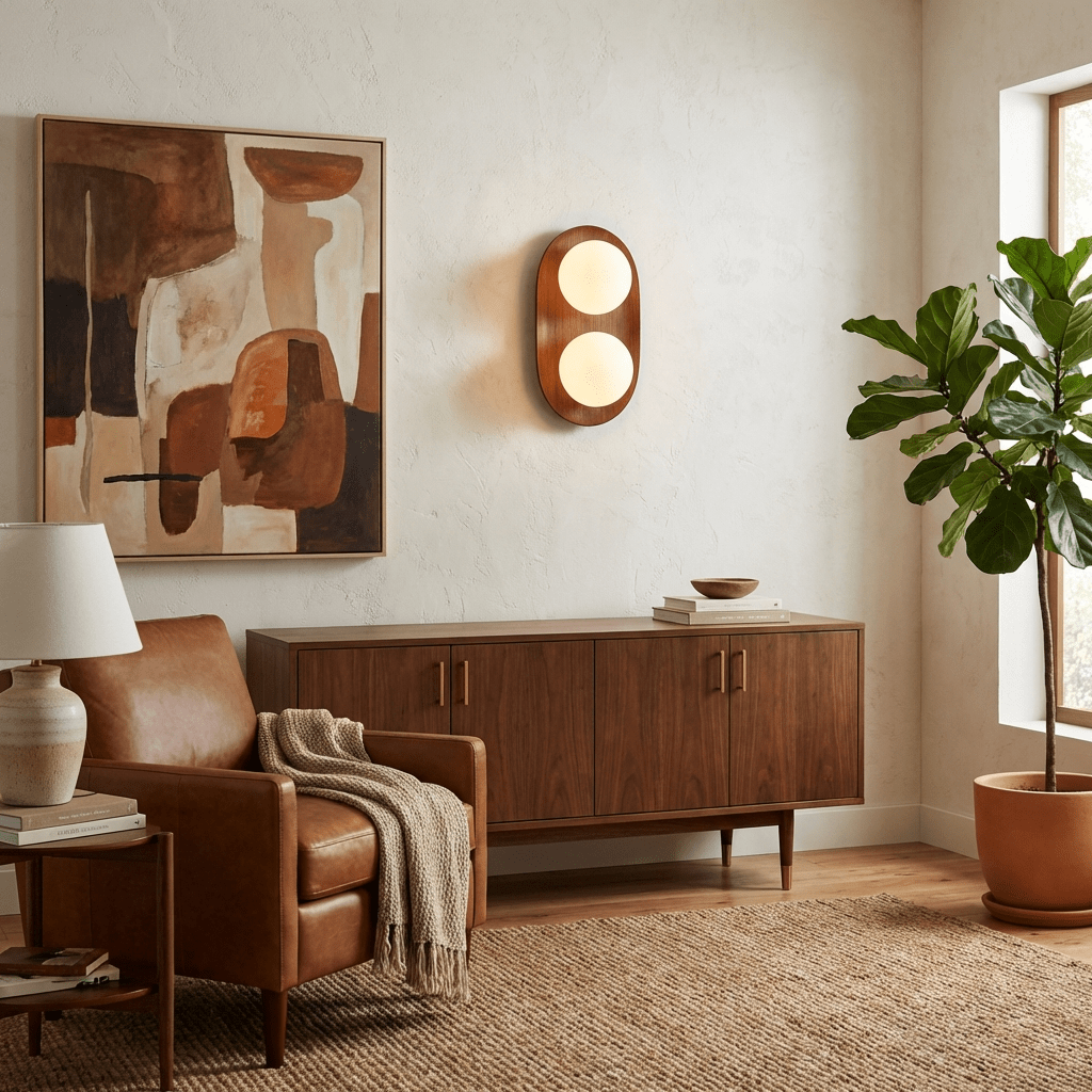 Duo Orb Wood Wall Sconce – Modern Scandinavian Bedroom Wall Light with Opal Glass Globes