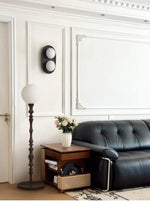 Duo Orb Wood Wall Sconce – Modern Scandinavian Bedroom Wall Light with Opal Glass Globes