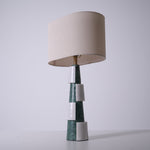 Duomo Marble Table Lamp – Sculptural Stone Base with Fabric Shade
