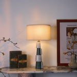 Duomo Marble Table Lamp – Sculptural Stone Base with Fabric Shade