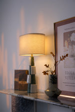 Duomo Marble Table Lamp – Sculptural Stone Base with Fabric Shade