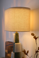 Duomo Marble Table Lamp – Sculptural Stone Base with Fabric Shade