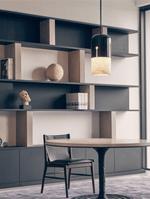Duotone Alabaster Pendant Light with Iron Accent – Modern Designer Hanging Lamp