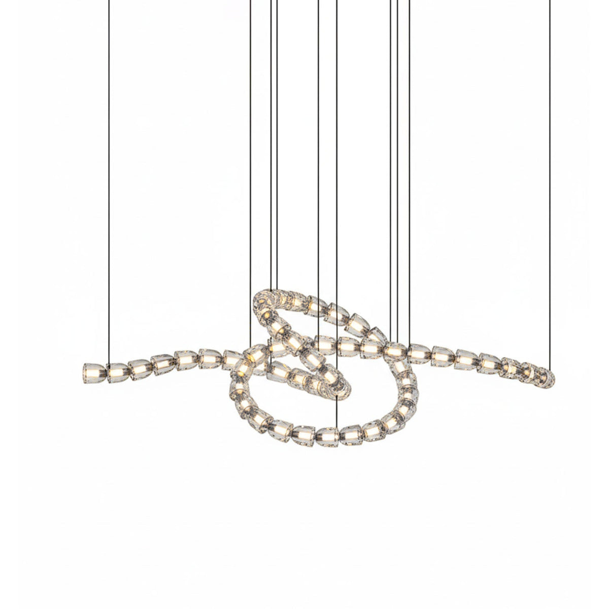 Gabriel Gold Crystal Chandelier – Sculptural LED Pendant for Modern Interiors