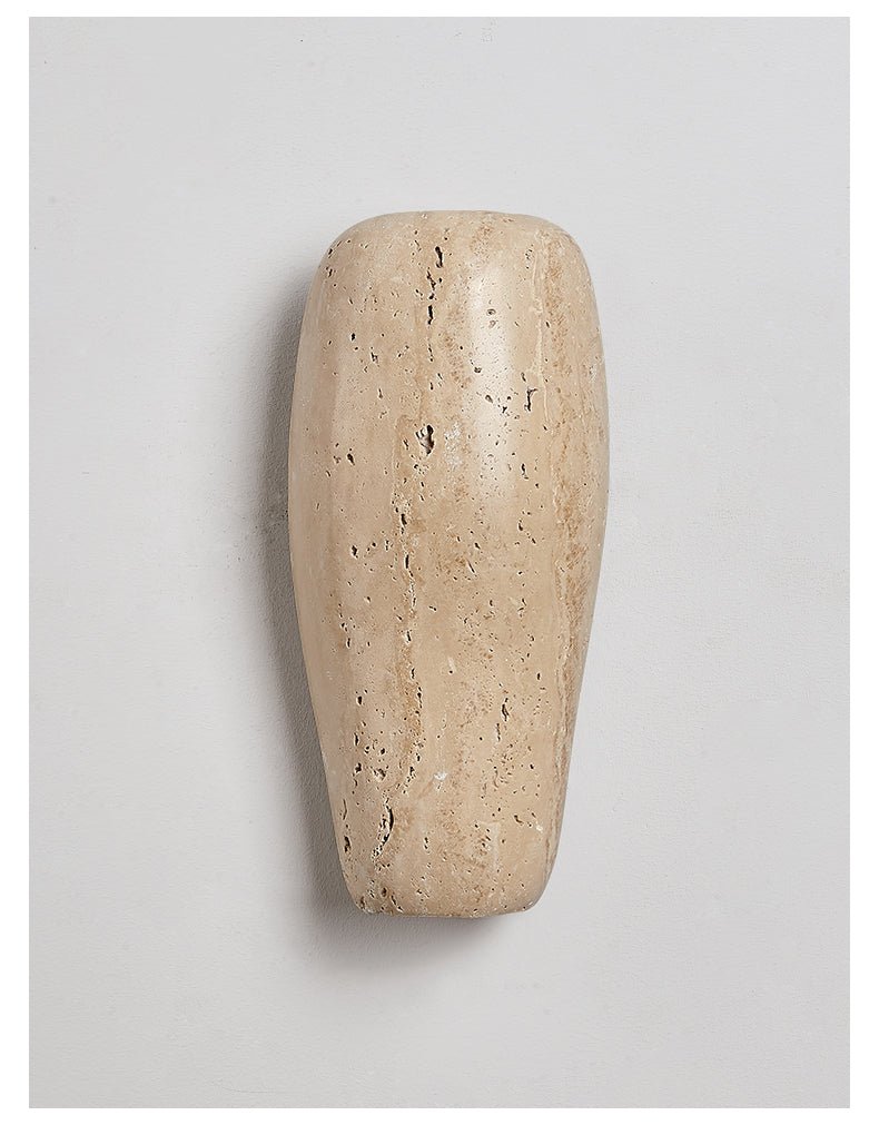Earthy Stone Wall Sconce in Yellow Travertine – Modern Organic Lighting