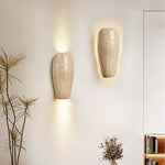 Earthy Stone Wall Sconce in Yellow Travertine – Modern Organic Lighting