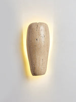 Earthy Stone Wall Sconce in Yellow Travertine – Modern Organic Lighting