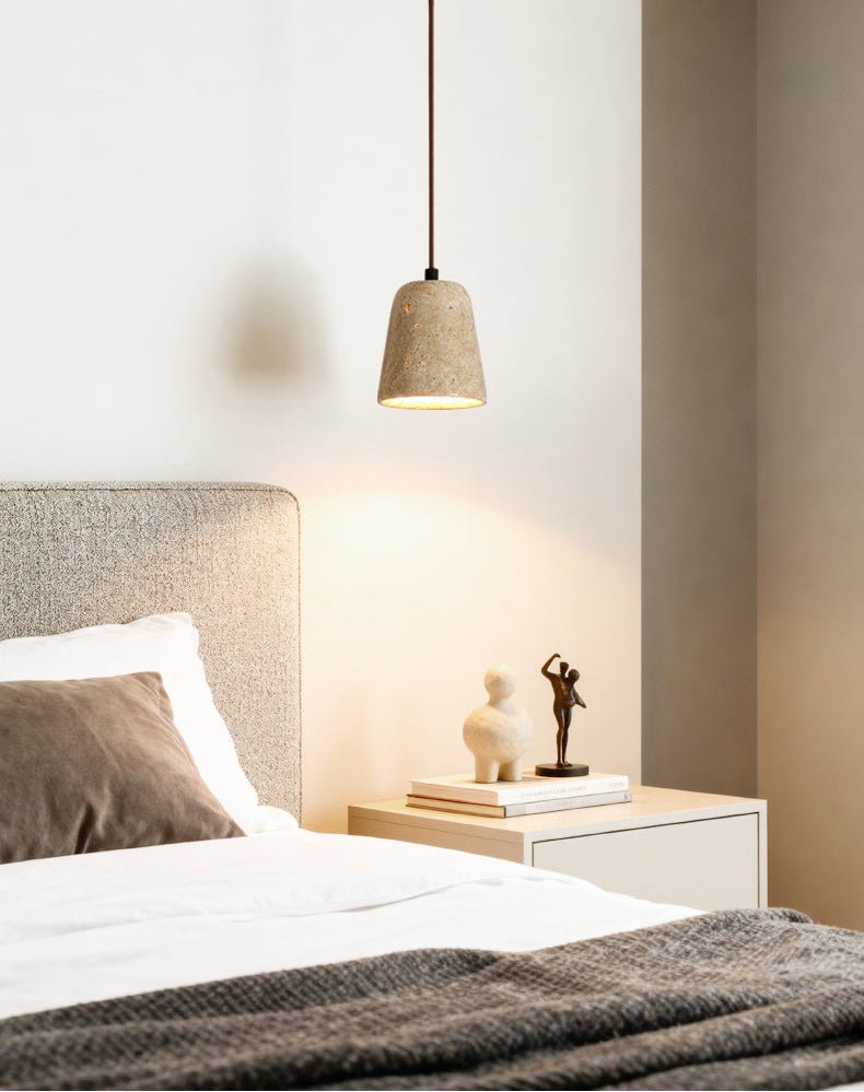 Travertine Cone Pendant Light – Natural Stone Illumination for Modern Interiors