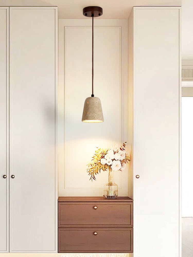 Travertine Cone Pendant Light – Natural Stone Illumination for Modern Interiors