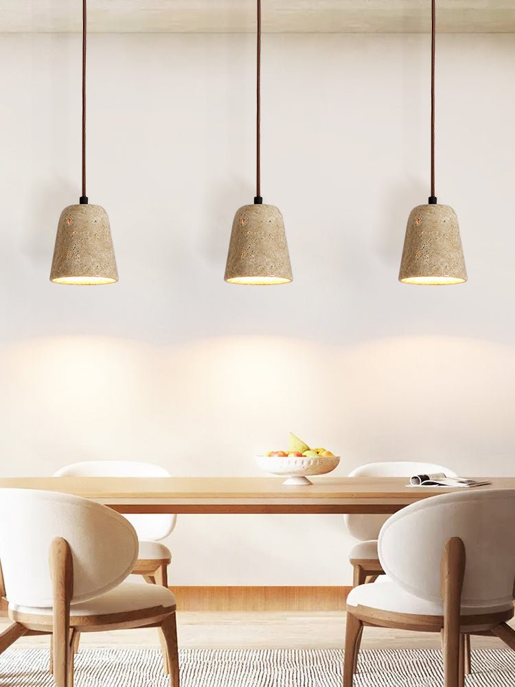 Travertine Cone Pendant Light – Natural Stone Illumination for Modern Interiors