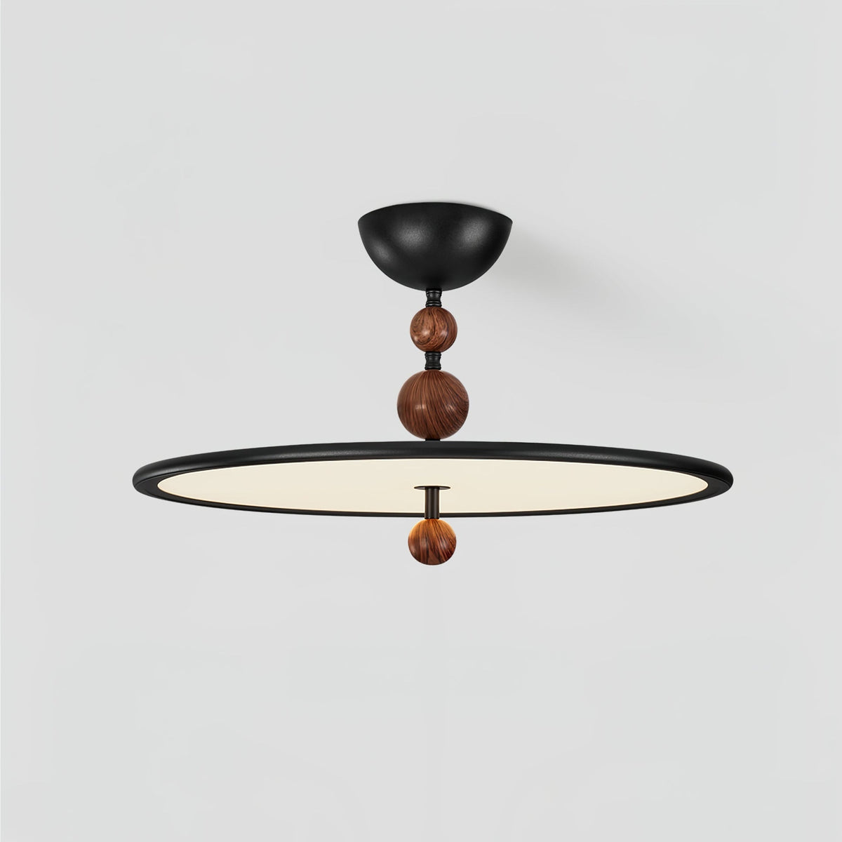 Eclipsa Modern LED Flush Mount Ceiling Light in Black and Walnut