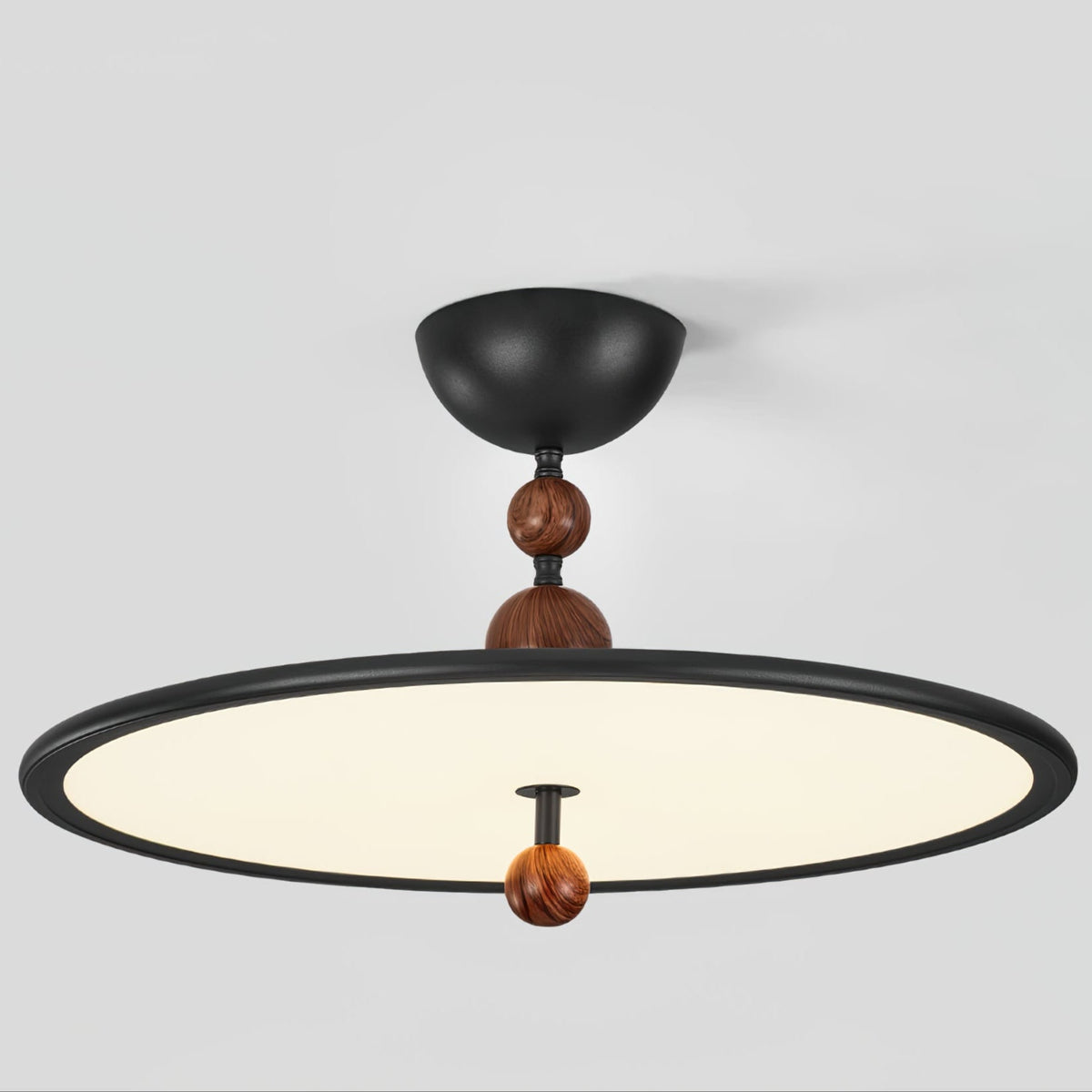 Eclipsa Modern LED Flush Mount Ceiling Light in Black and Walnut
