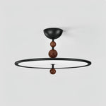 Eclipsa Modern LED Flush Mount Ceiling Light in Black and Walnut