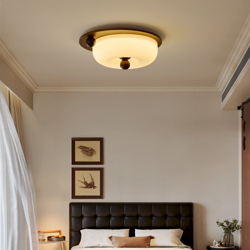 Eclipse Charm LED Ceiling Light in Walnut and Opal Glass