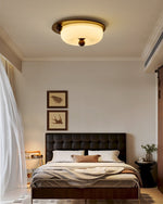 Eclipse Charm LED Ceiling Light in Walnut and Opal Glass
