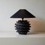 Eclipse Ruffle Ceramic Table Lamp with Black Fabric Shade
