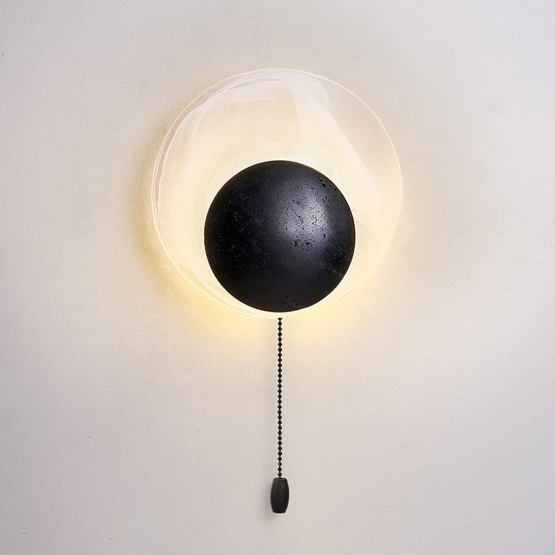 Eclipse Shell Wall Sconce in Black Travertine with LED
