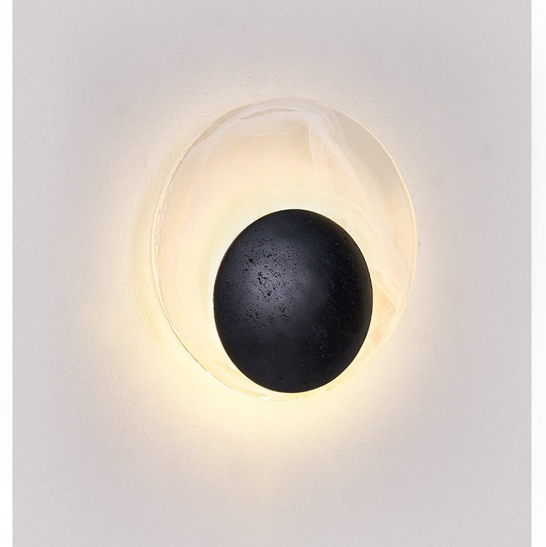 Eclipse Shell Wall Sconce in Black Travertine with LED