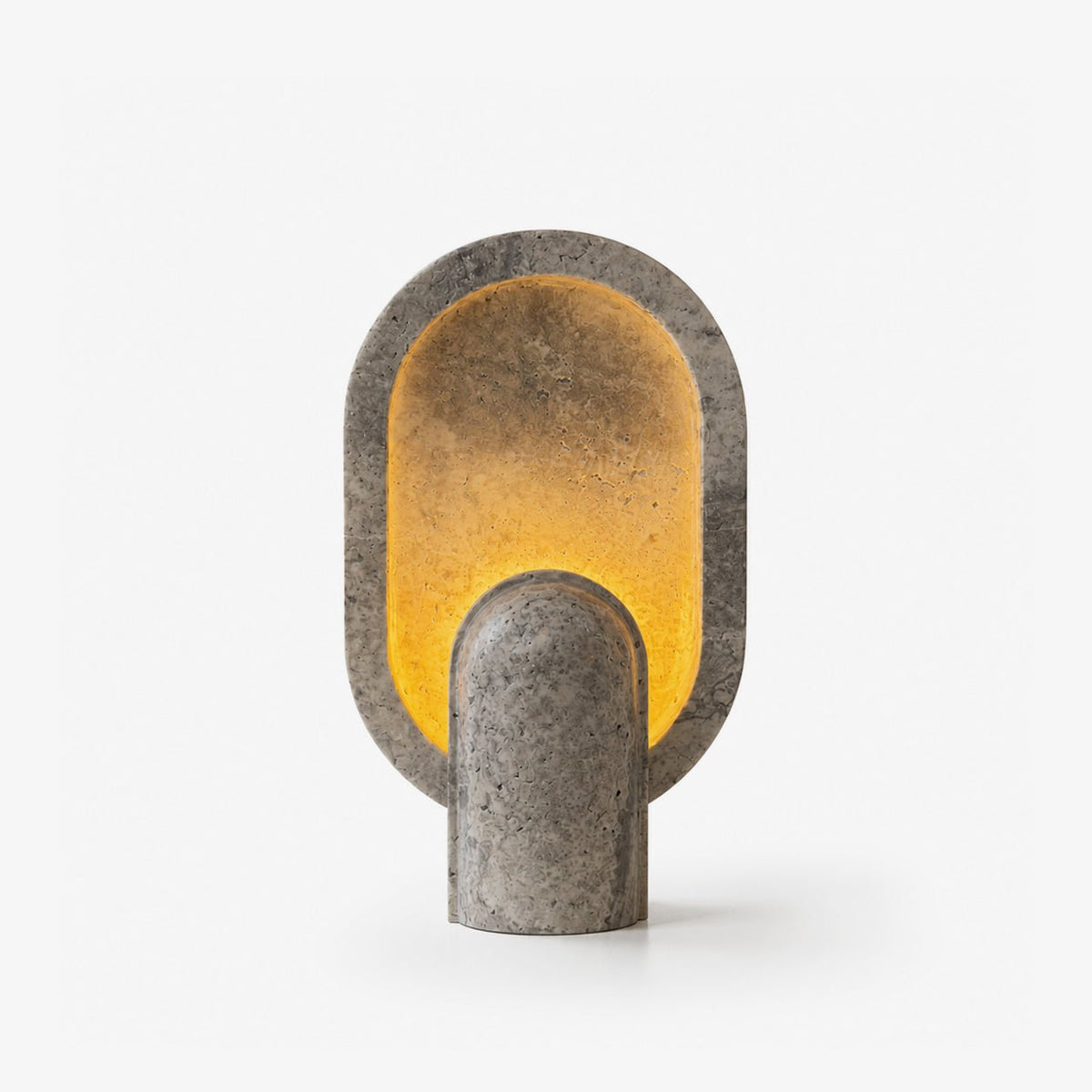 Eclipse Travertine Table Lamp – Sculptural Stone Lighting for Modern Interiors