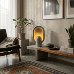 Eclipse Travertine Table Lamp – Sculptural Stone Lighting for Modern Interiors
