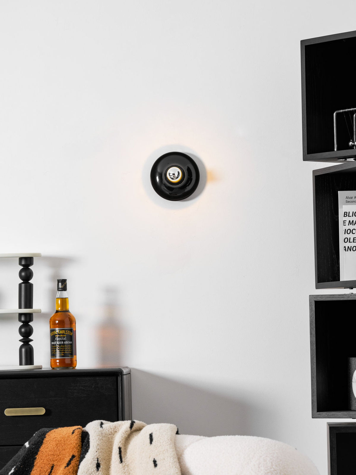 Eclipta Wall Sconce – Sculptural Metal & Glass Halo Light for Modern Interiors