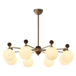 Ecliptica Modern Glass Chandelier with Walnut Accents for Dining Room and Living Room