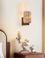 Edenstone Travertine Wall Sconce with Walnut Wood Accent