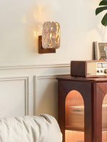 Edenstone Travertine Wall Sconce with Walnut Wood Accent