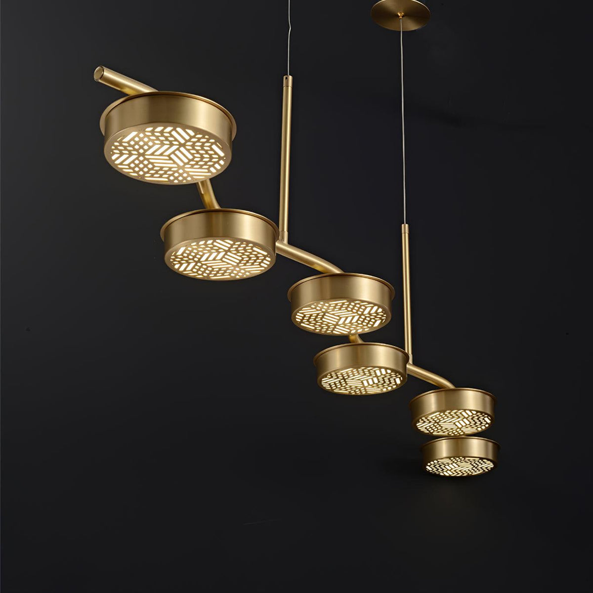 Aldo Six-Light LED Linear Chandelier in Aged Brass