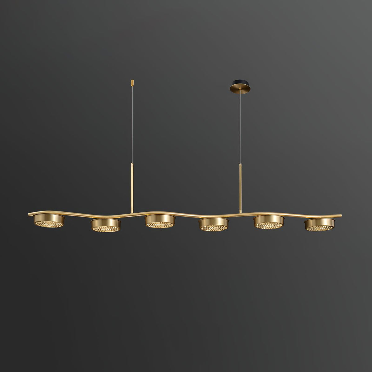 Aldo Six-Light LED Linear Chandelier in Aged Brass