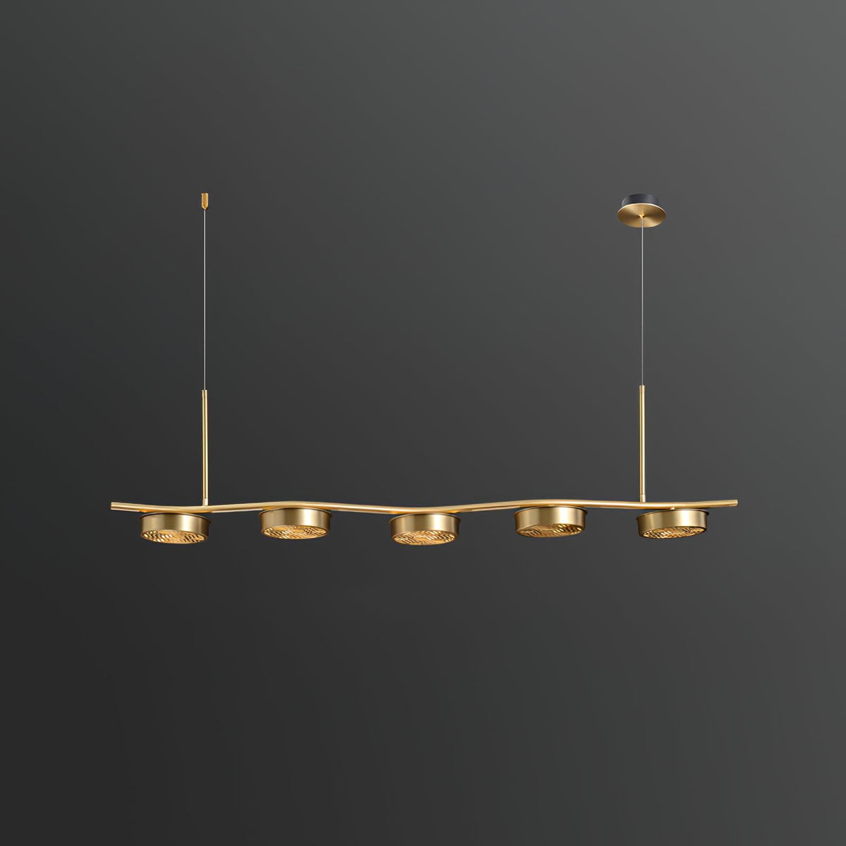 Aldo Six-Light LED Linear Chandelier in Aged Brass