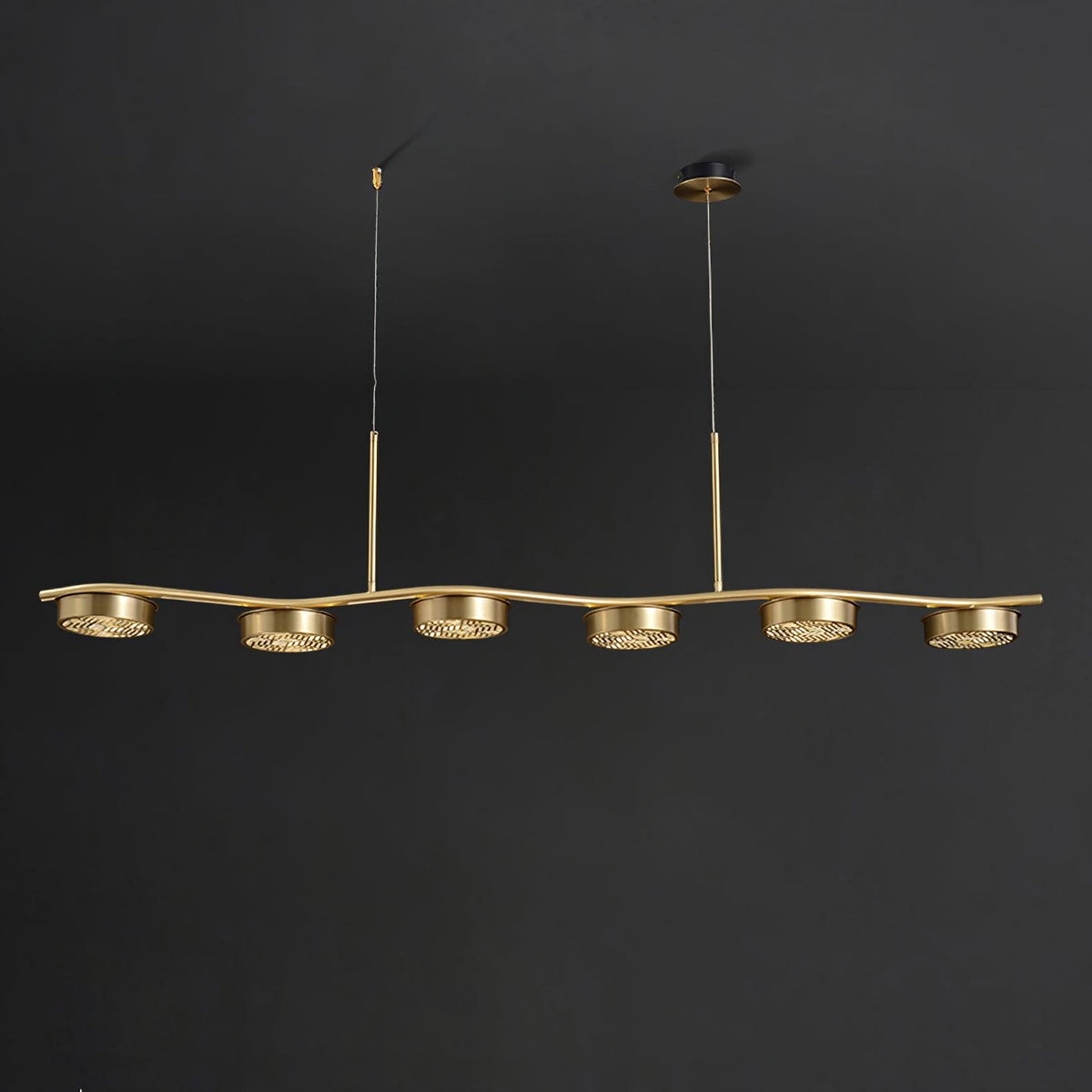 Aldo Six-Light LED Linear Chandelier in Aged Brass