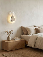 Eira Travertine Wall Sconce with Glass Shade for Modern Interiors