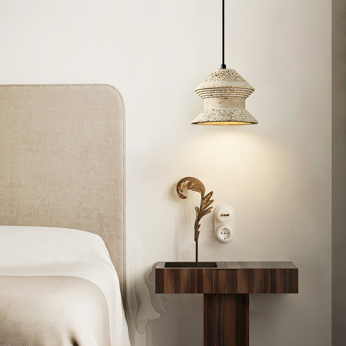 Eira Travertine Pendant Light – Sculptural Natural Stone Hanging Lamp