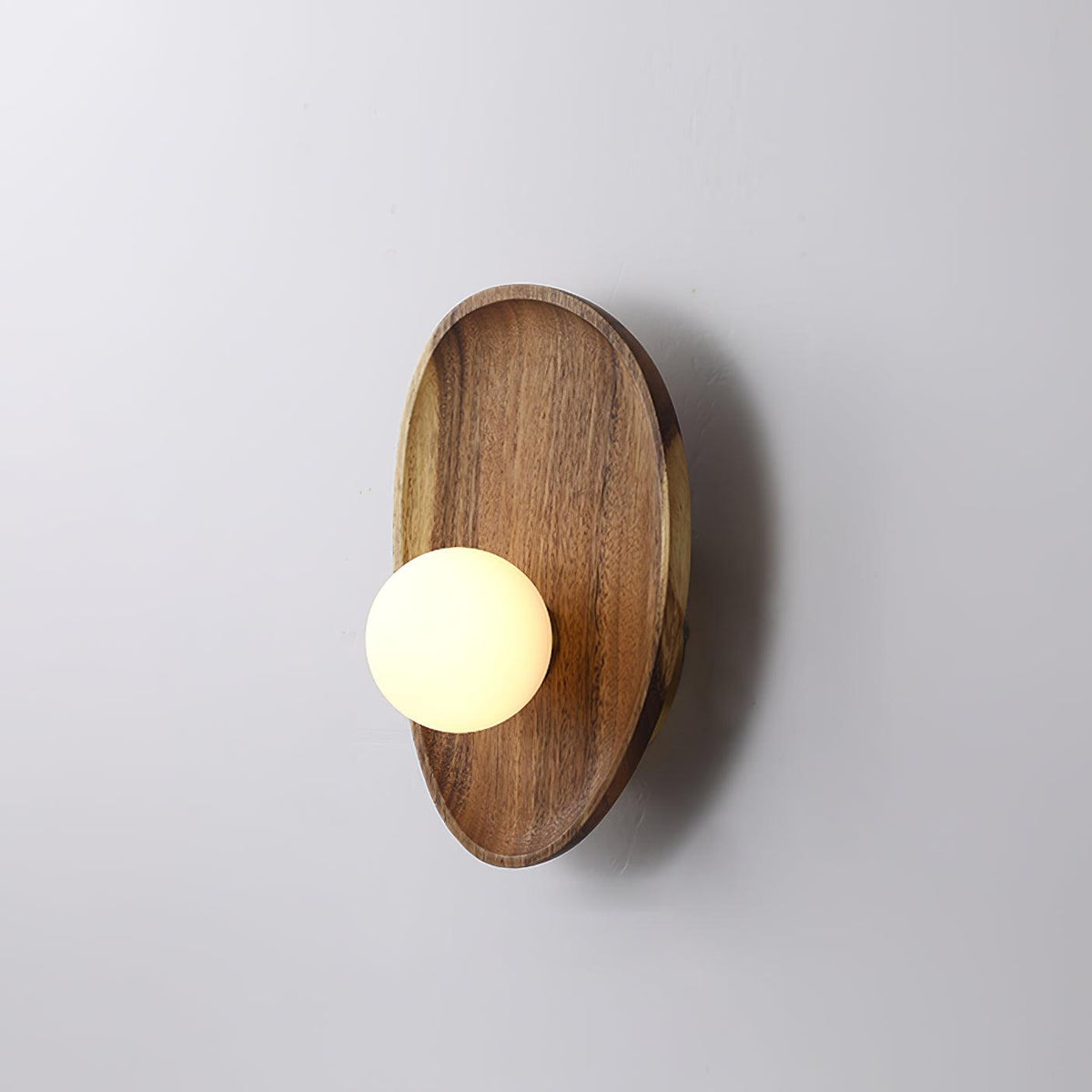 Eivor Plug-in Wall Sconce in Natural Walnut Wood and Glass