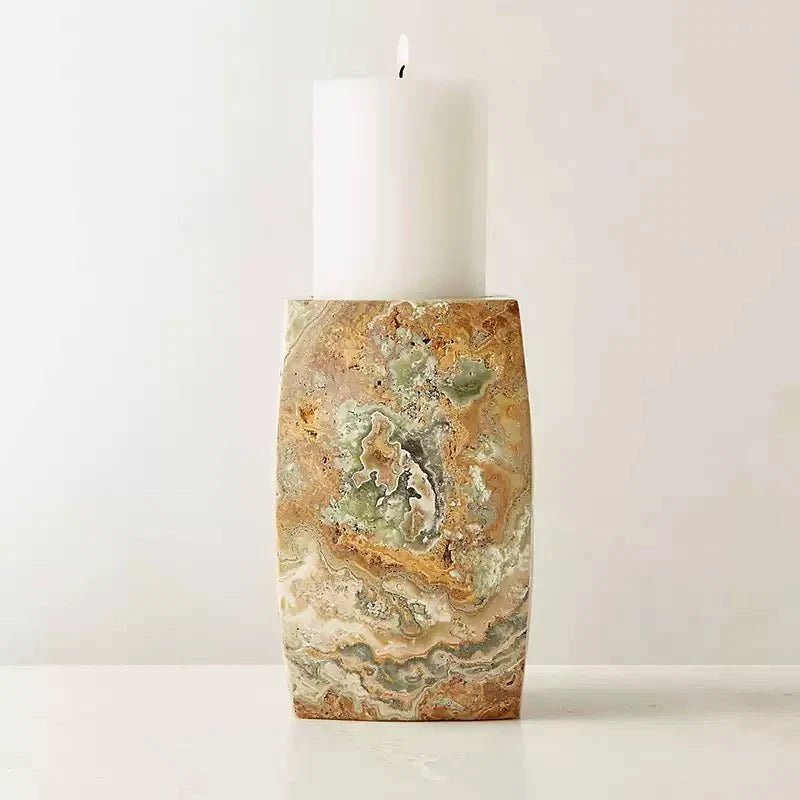 Elara Agate Candle Holder – Natural Stone Table Decor