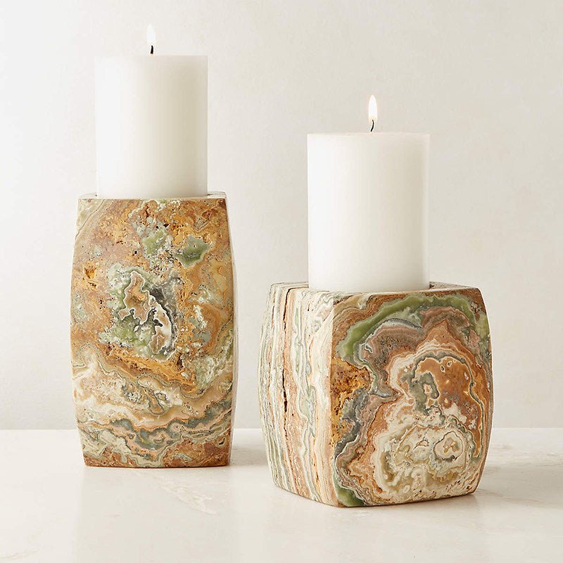 Elara Agate Candle Holder – Natural Stone Table Decor