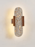 Elara Travertine Wall Sconce with Walnut Accents – Modern LED Wall Light