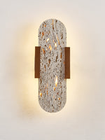 Elara Travertine Wall Sconce with Walnut Accents – Modern LED Wall Light