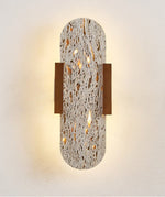 Elara Travertine Wall Sconce with Walnut Accents – Modern LED Wall Light