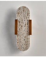Elara Travertine Wall Sconce with Walnut Accents – Modern LED Wall Light