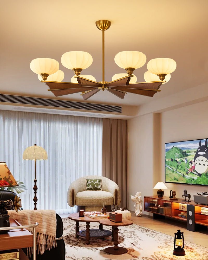 Elara Bloom Chandelier – Modern Brass & Glass Pendant Light