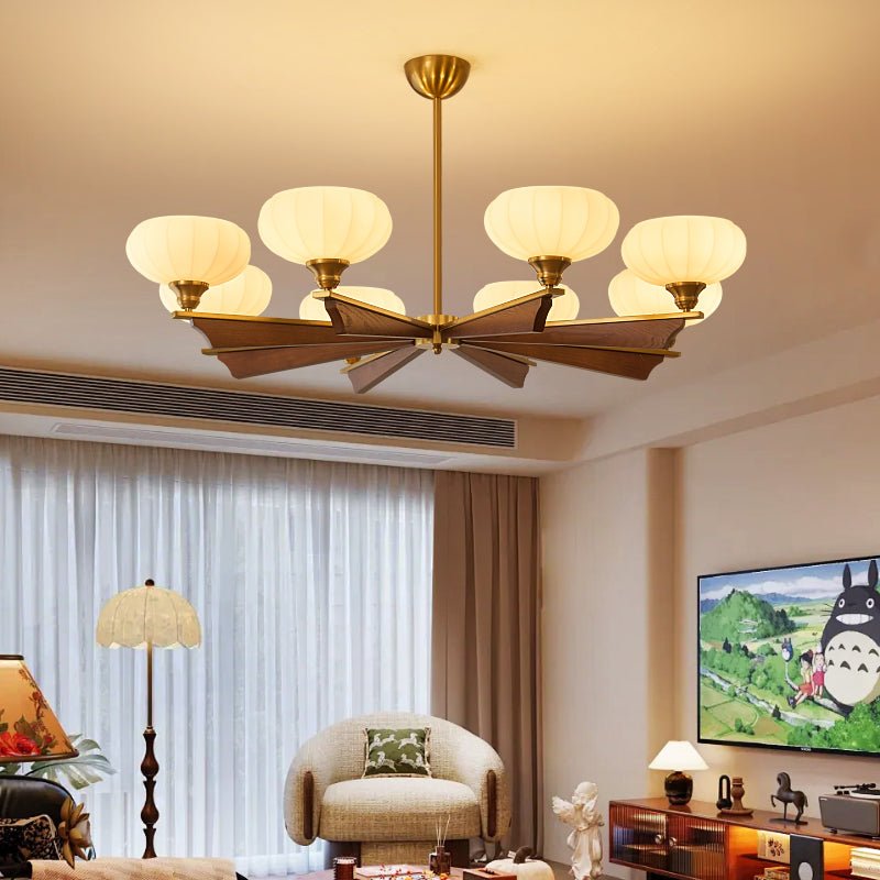 Elara Bloom Chandelier – Modern Brass & Glass Pendant Light