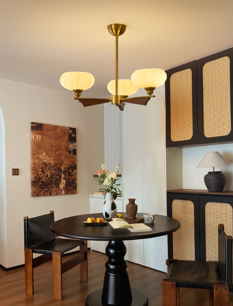 Elara Bloom Chandelier – Modern Brass & Glass Pendant Light