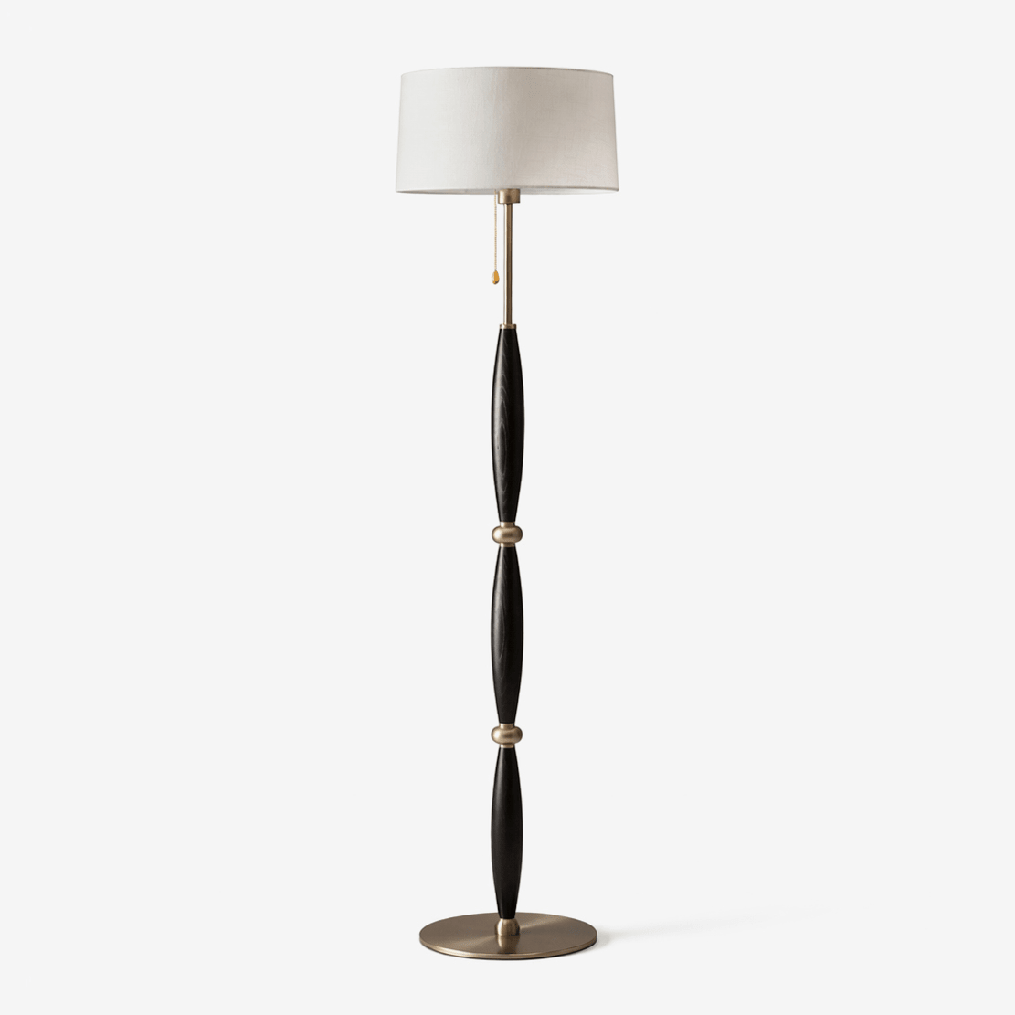 Elara Sculptural Floor Lamp with Fabric Drum Shade for Living Room & Bedroom
