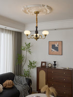 Elaris Modern Glass and Wood Chandelier with Brass Accents for Dining Room and Living Room